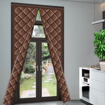 Home Cotton Door Curtain Winter Warm Windproof Free of stiletto perforated partition curtain thickened thermal insulation anti-cold and soundproof door hanging curtain