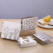 Western restaurant hotel napkin clip tissue holder stainless steel square towel seat table paper tea restaurant vertical tissue holder