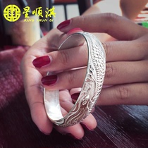 Star Shunqi snowflake silver bracelet Phoenix wearing peony 999 sterling silver handmade female simple send mother retro silver bracelet
