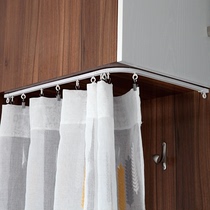 Floating window balcony curtain track U-shaped curved rail non-perforated paste pulley slide top Mount side mounted curved guide rail