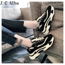 Super hot slim daddy shoes thick bottom increase womens 2022 winter new large size womens shoes ins sports and leisure shoes