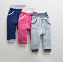 Japanese childrens clothing autumn and winter mens and womens baby thick waist trousers Diamond Sports Leisure trousers