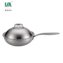 Langma stainless steel wok 30cm kitchen household thickened energy-saving electromagnet universal kitchenware with cover