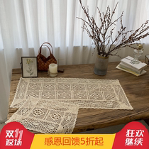 ins wind pure cotton tablecloth placemat Crochet Lace openwork simple pastoral solid color tablecloth shooting background sermon