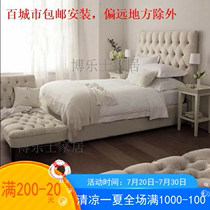 Nano-tech fabric bed Double bed Soft bag bed Simple fashion bed European pull point high back soft bag Tatami bed