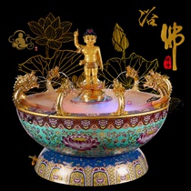Pure copper Prince Bath Buddha Handmade filigree cloisonne Enamel Large Bath Buddha Basin Kowloon Water spray Prince Buddha Bath Buddha Festival
