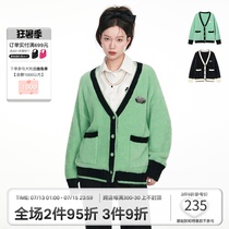 ANDYET AD1 22SS ultra soft hit color small fragrant wind imitation mink sweatshirt springtime lazy V collar sweater