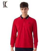 SK men long sleeve POLO shirt mens counter collar warm and compassionate blouses bottom single wearing autumn and winter collared collars