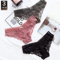 Sexy low waist panties women cotton crotch antibacterial comfort no trace thong Japanese lace breifs women 3