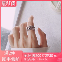 Retro Couple Thai Silver Ring Personality Opening Forefinger 100 lapped Korean version Ring through body 925 pure silver ring child