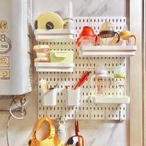 Bottle storage baby food supplement equipment storage hole plate storage rack wall-free baby tableware products storage