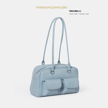 Small crowddesign retro large capacity Texture Oil Wax Casual Commuter Bag 100 lap double pocket portable armband bag