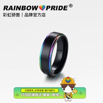 RainbowPride Rainbow LGBT European and American Wind Pride Lovers laser Stainless Steel Rings Pride of the Month