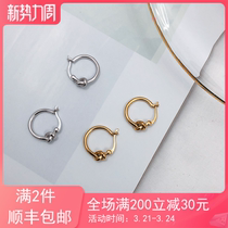 Personality 925 pure silver yellow gold earrings simple handsome gas rope knot ear ring No. 100 lap ear button male and female boomers