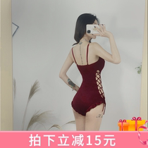 DK New InS Wind Hollowed-out One-piece Swimsuit Women Harnesses Small Breasts Fairy Bubbles Hot Springs Belly Sexy Bikini