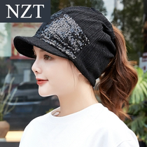 Womens hat fashion trend Wild Baotou hat Autumn and winter pile hat headscarf moon pony tail hat female duck tongue