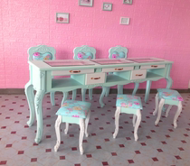 New green paint special double-layer nail table single double three-person nail table manicure table and chair set