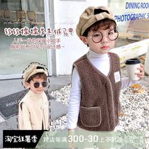 2021 winter clothing new boy lamb wool waistcoat childrens baby warmth canon shoulder vest and kiddie autumn and winter waistcoat