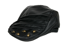 New personality black cowhide skull rivet retro Harley Knight hat adjustable leather cap beret newsboy hat