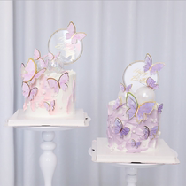 Butterfly cake decorated in wind glutinous rice paper butterfly birthday illustrated paper butterfly plug - in baking cake fittings