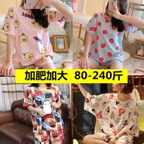 New gats add fat mm extra-large code 200 catty easy home Sleeping Womens Summer Students Cute Short Sleeves