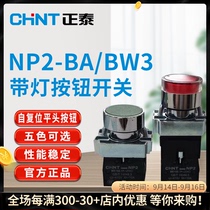Chint push button switch self-reset flat head NP2-BA with light flat button NP2-BW3 normally open normally closed 22mm metal