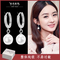 Pearl earrings 2021 New Tide Korean temperament Net Red personality Joker round face Advanced sense smart earring buckle