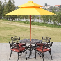 Aluminum alloy wood grain parasol Garden courtyard umbrella Middle column 3 meters outdoor stall advertising umbrella Sun umbrella Balcony