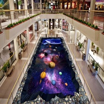 3D three-dimensional floor leather commercial custom-made floor stickers cosmic Starry Sky thrilling ground decoration stickers shopping mall floor tiles