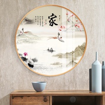 New Chinese round decorative painter and living room hanging painting Crystal porcelain painting Chinese style landscape Chinese style porch restaurant mural