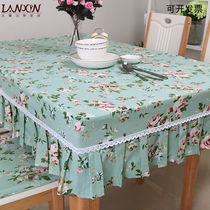 Floral coffee table cloth ins style rectangular table cover cotton linen tablecloth cloth art small fresh tablecloth customization