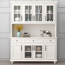 Solid wood dining side cabinet integrated by wall high cabinet to top modern minimalist shelves Wine Cabinet American Overall Living Room Dining Cabinet