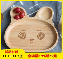 Clearance irregular cartoon wooden dinner plate fruit snack plate cute rabbit solid wood Japanese baby wooden plate