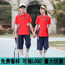 Junior high school students uniforms students High School class uniform cotton short-sleeved summer new pupils motion take jiao shi fu