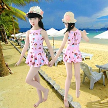 New childrens swimsuit Girls Korean version split skirt mid-size childrens swimsuit Princess Korean girl student swimsuit