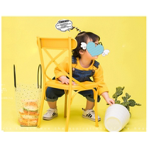 New Children Photography Props Shoot Iron Art Chair Creative Writing Genuine Fashion DIY Movie photo Red-yellow blue stools