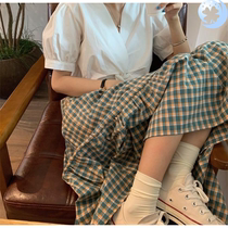 2019 autumn new Japanese schoolgirl skirt plaid college style medium long A-line skirt Korean skirt