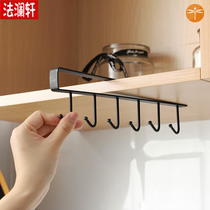 Kitchen adhesive hook iron black hanging storage rack adhesive hook rack no installation spatula cabinet trembles with spoon rack