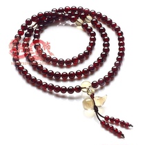 Natural Wine Red Pomegranate Stone Bracelet Multilayer Multiple Rings of 108 Buddha beads Handmade with Girlfriend Sweater Necklace