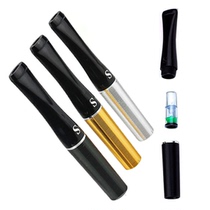 SANDA Sanda cigarette holder metal thread micro-pore and cotton double filter core type circular cigarette holder send filter core