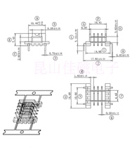 LCP material SMD patch skeleton efd15 crab foot L foot multi slot 2 2 2 row pitch 17 8(009)