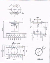 Transformer ec40 vertical 7 7 Bakelite skeleton ER4046 ER40 EC4045