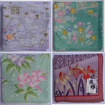 Japanese style pure cotton womens handkerchief kimono Kaga Yuzen brand Daffodil peony Cherry blossom butterfly picture