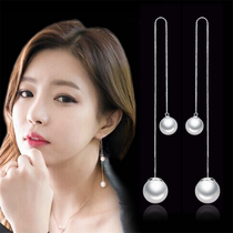 S925 sterling silver earrings Japanese and Korean fashion simple shiny pearl hypoallergenic ear jewelry girls stud earrings ear line drop earrings