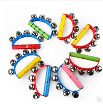 Baby music toy Orff percussion dance instrument wooden childrens semi-Round Hand ring bell holding Bell