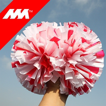 White-red mixed cheerleading polo-match fig handball flower coursework with a fancy ball and a flower ball