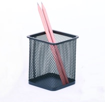 9174 Stationery Pen Case Storage Metal Iron Mesh Square Colorful Creative Student Desktop Premium Square Black