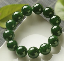 Xinjiang Hotan Jasper 20mm bracelet spinach green 18mm round beads mens and womens bracelet Kunlun A hand string