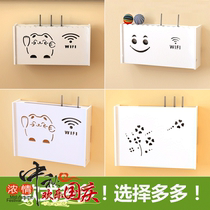 Put the box TV cabinet wooden wire box row plug power storage large cat router box storage box Wall-mounted rack