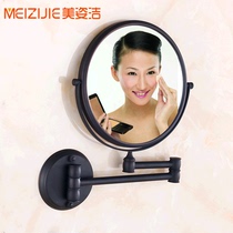 Full Copper Black Antique Copper Makeup Mirror Beauty Mirror Rotating Folding Mirror Dressing Mirror Reversible Triple Enlarge Bathroom Mirror